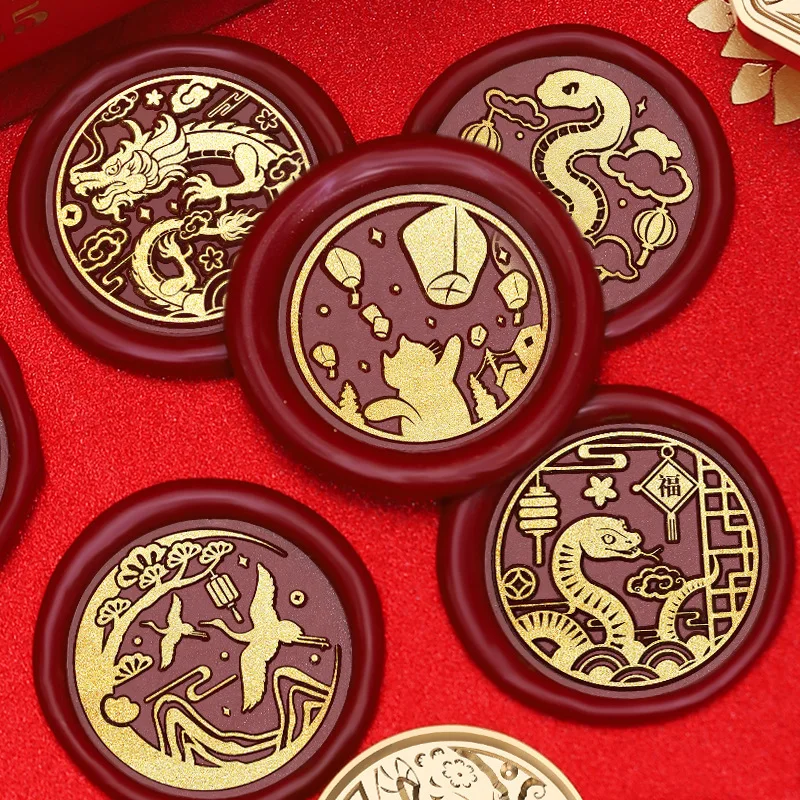 High Quality 2025 New Year Series Year of the Snake Lion Dance Wax Seal Stamp Head