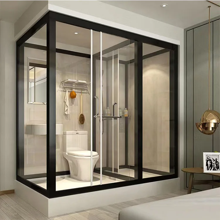 Prefabricated Exterior Bathroom All In One Modular Completed Shower Room Cabin With Toilet & Light modular Shower Enclosure