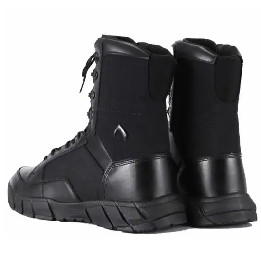 Мужские кожаные черные тактические военные ботинки 8 дюймов