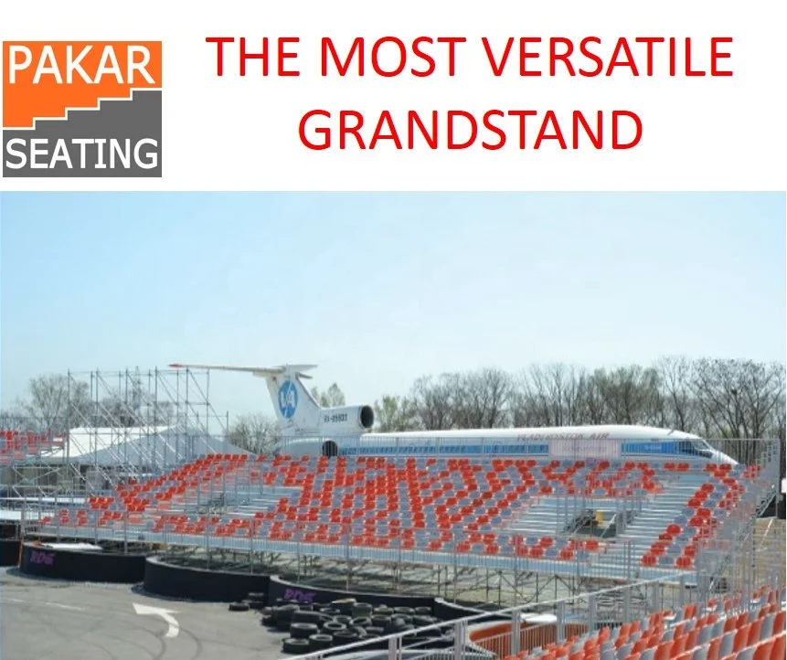 
temporary grandstand seating system stadium metal demountable tribune used 