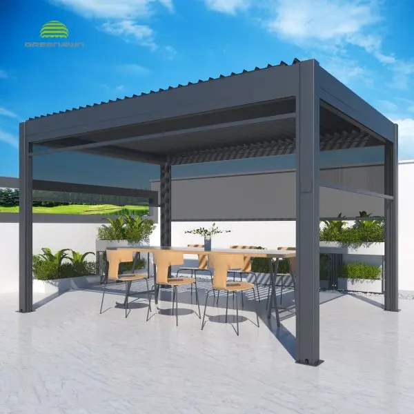 Waterproof sunproof ventilation adjustable garden metal aluminum louvred pergola