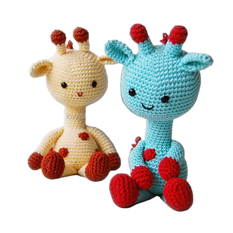 V723 Hand Knitted Giraffe Plush Doll Toy Handmade Crochet Baby Amigurumi Toy