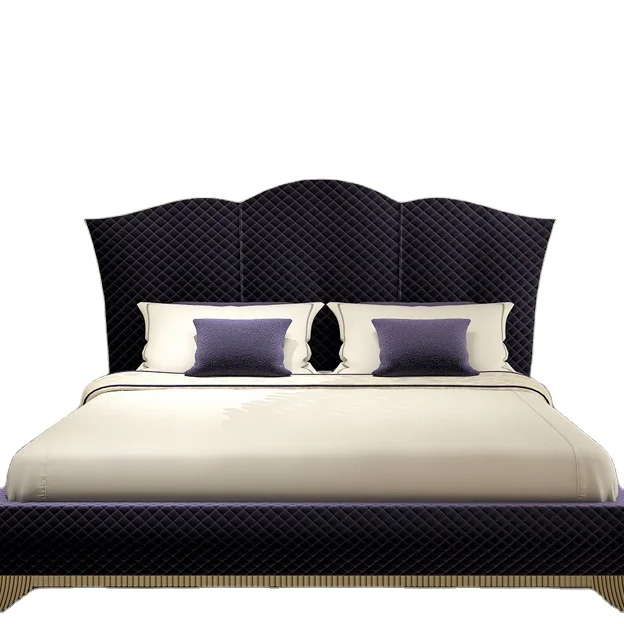 High end customized king size bed luxury modern Italian style bedroom furniture