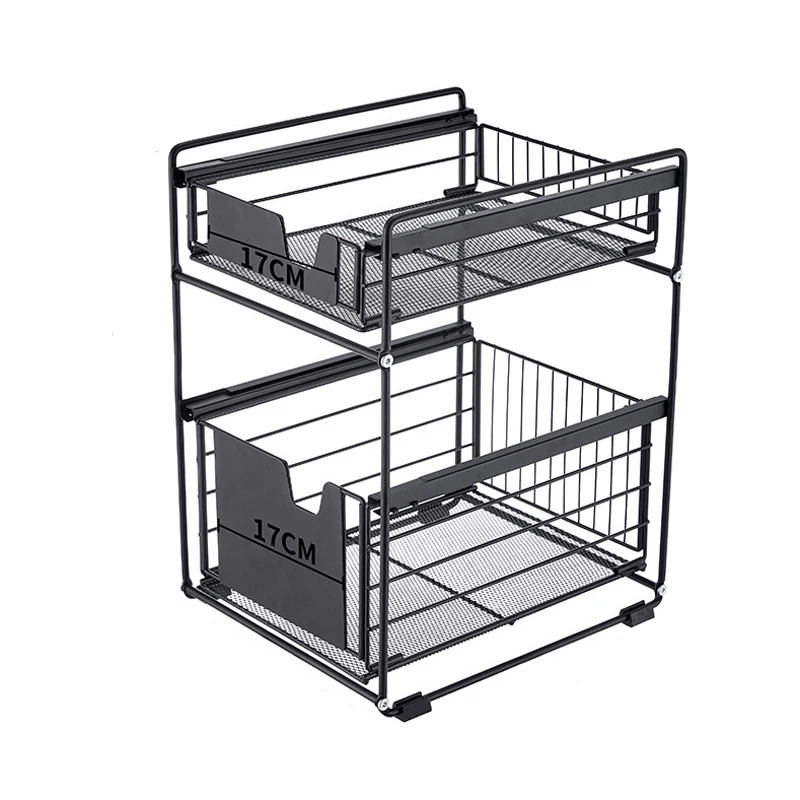 Multi-functional 2-layer Metal Wire Kitchen Corner Shelf under the Sink Bathroom Storage Rack