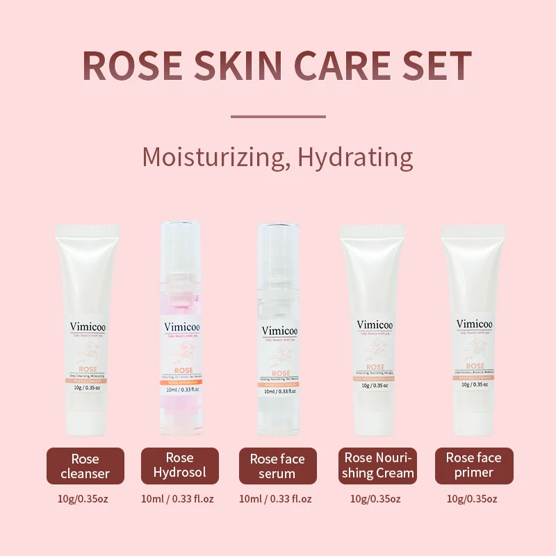 Korean Best Skincare Products Private Label Skincare Kit Manufacturer Moisturizing Mini Travel Size Rose Skincare Set For Face
