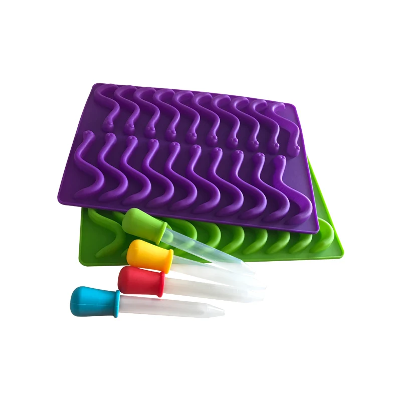 USA Best Selling High Quality food grade Silicone Gummy Worms Molds Dishwasher Safe BPA Free Silicone Gummy Worms Candy Molds