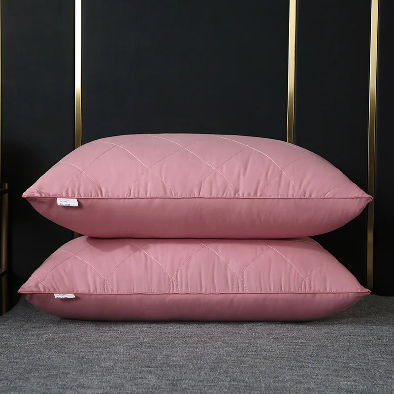 Down alternative pillow diamond quilting gray sleeping pillow and cotton filling for home use