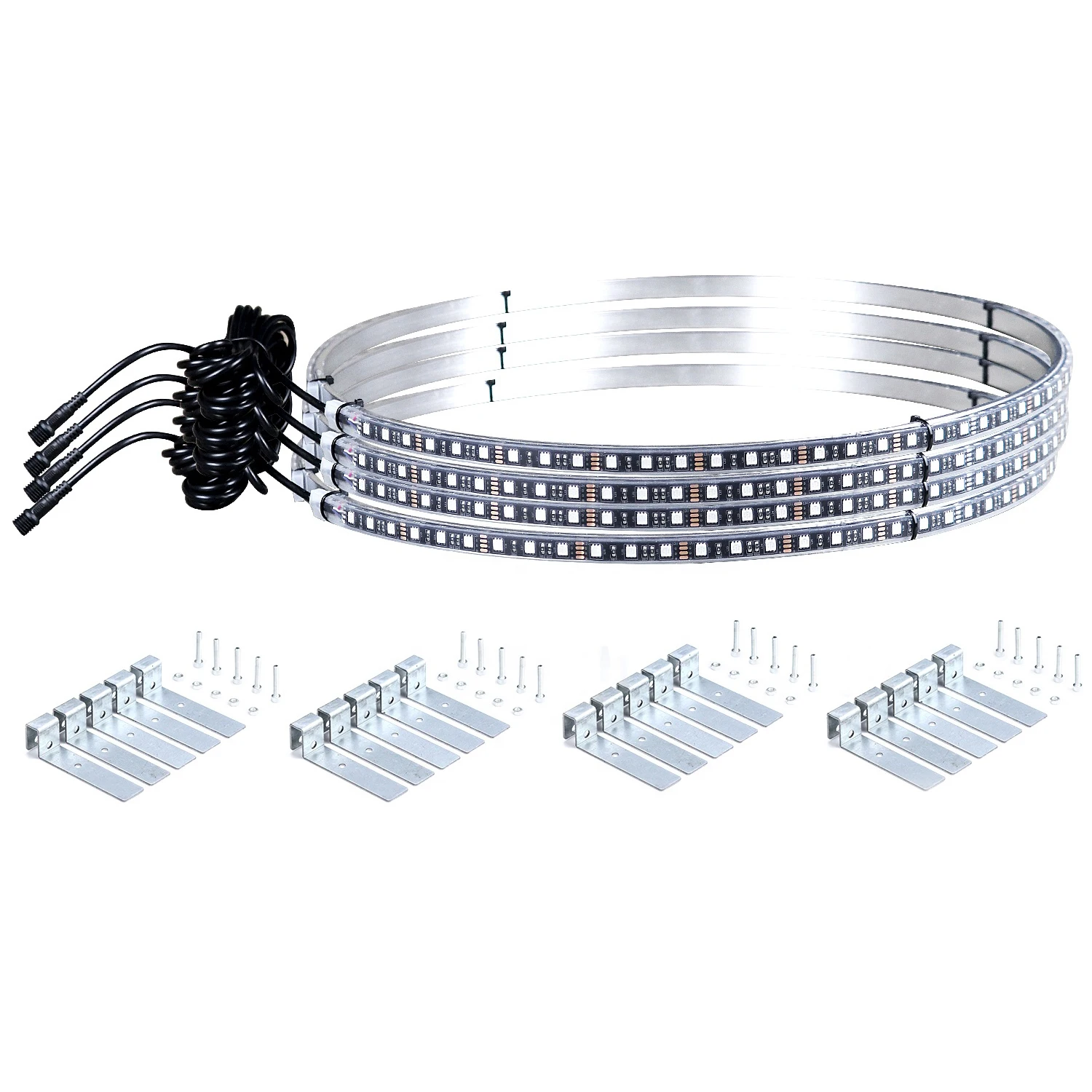 Светодиодные кольца для колес с подсветкой 15,5 дюйма, 4 шт. в одном комплекте, комплект освещения обода, RGB, светодиодное кольцо для колес с управлением через приложение для автомобиля