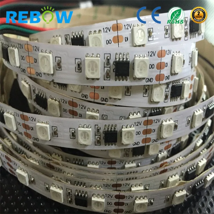Китайский поставщик ws2811 smd 5050 программируемый rgb Светодиодная лента 12 В 60 светодиодов 14 4 Вт 20IC / m цифровая