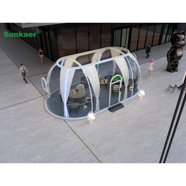 Sunkaer Elliptic style polycarbonate dome house Pvc Glamping Geodesic Dome House Tent Outdoor Transparent House