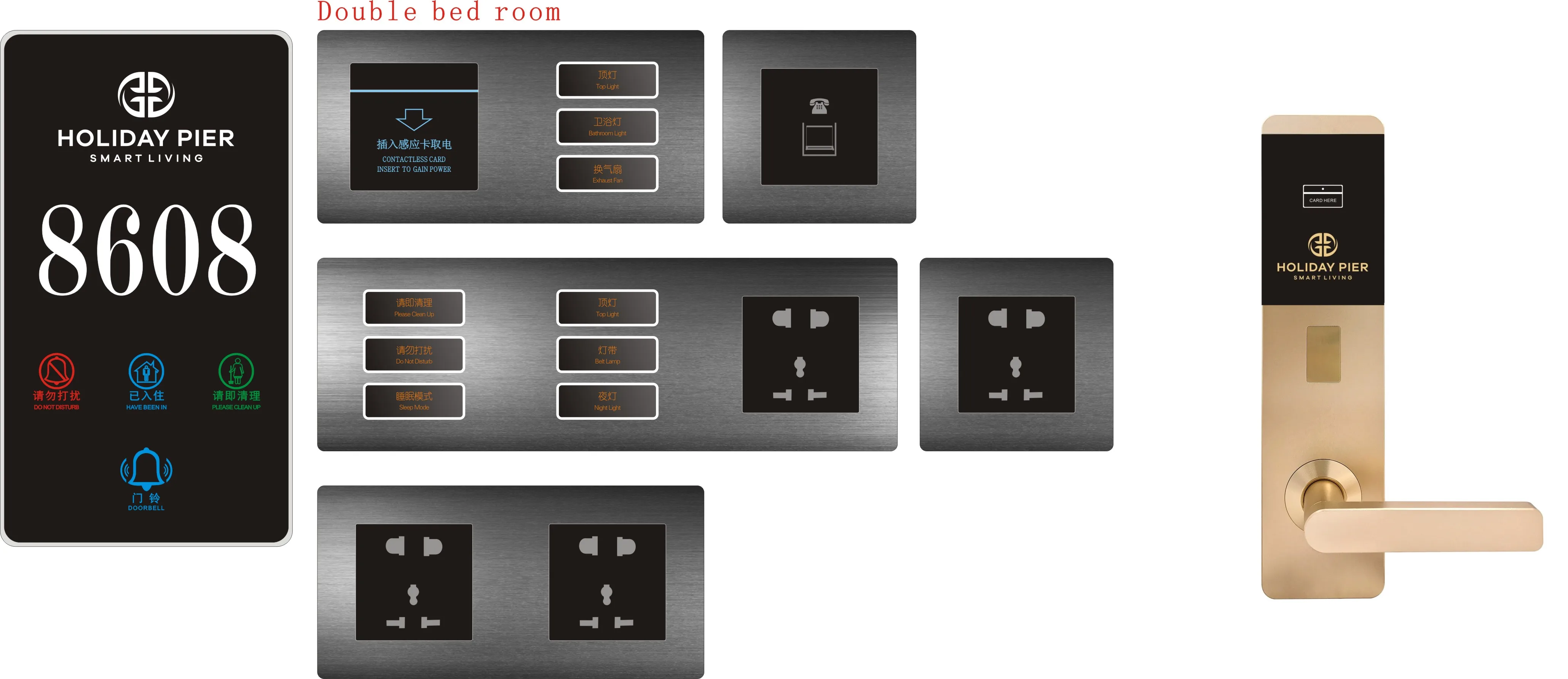 Hotel click switch smart touch switch RS485 220V AC Hotel guest room control System wall switch