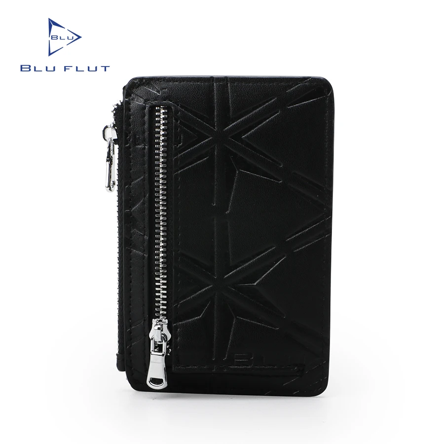 Bluflut Customized logo Embossed Wallet Leather Credit Card Holder RFID Slim Small Coin Pocket Card Bags