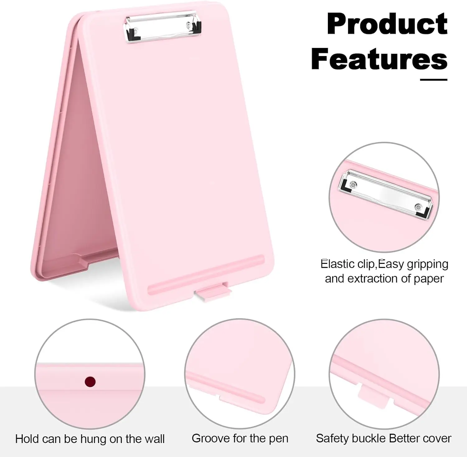 Clipboard with Storage, Plastic Storage Nursing Slim Clipboard with Low Profile Clip