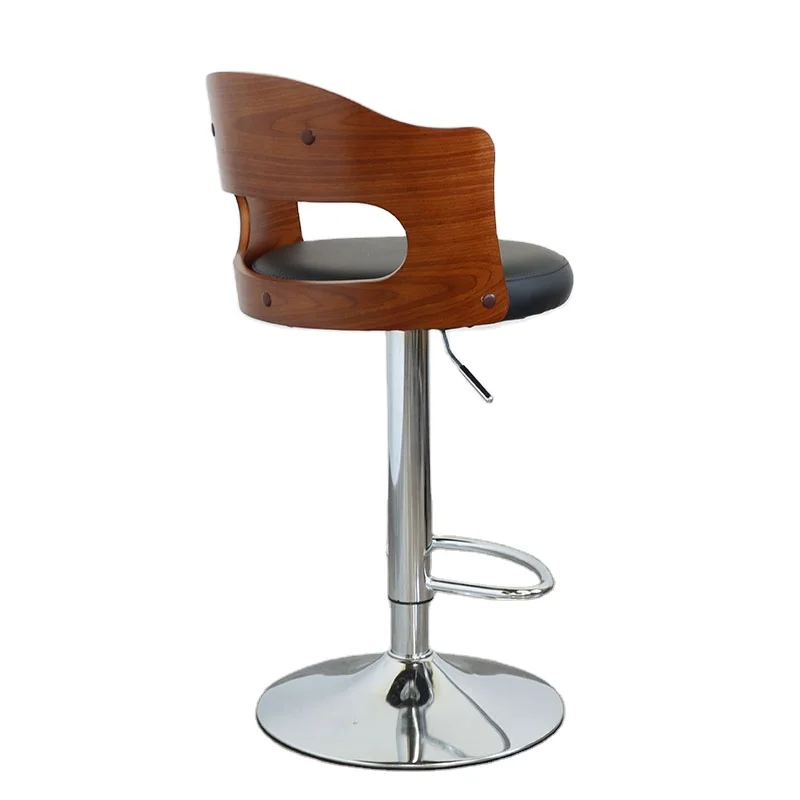 Lift Adjustable Padded Swivel Seat Leather Counter Height Bar Chair Stool with Backrest