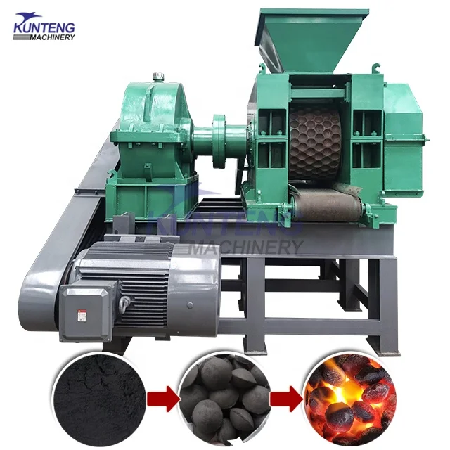High capacity roller type ball shape coal briquette press machine hardwood coconut husk bamboo bbq charcoal briquette machine