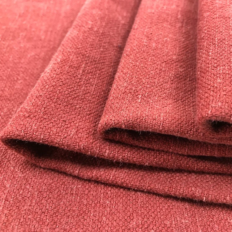400GSM 70% cotton 30% linen blend woven plain solid color printed cotton linen fabric thick sofa fabric