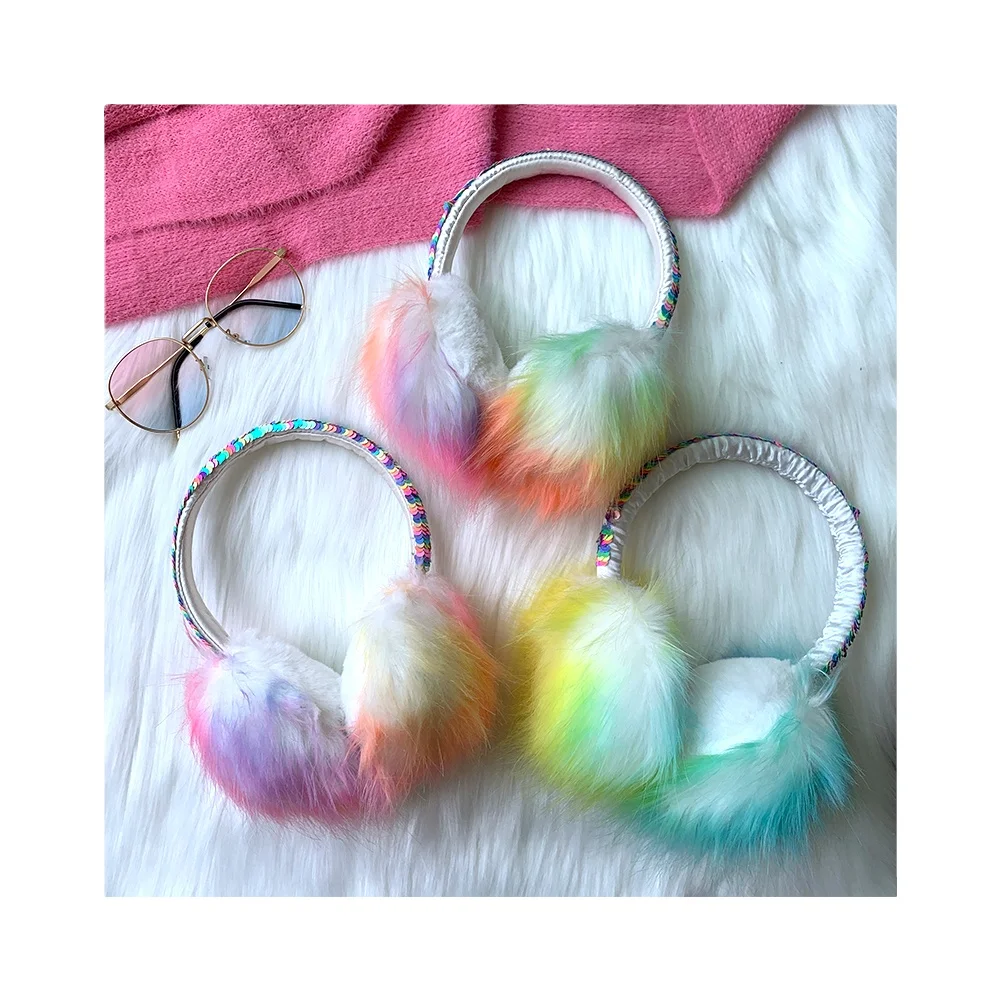 
Оптовая продажа, модные дизайнерские плюшевые детские наушники, милые теплые наушники для зимы 