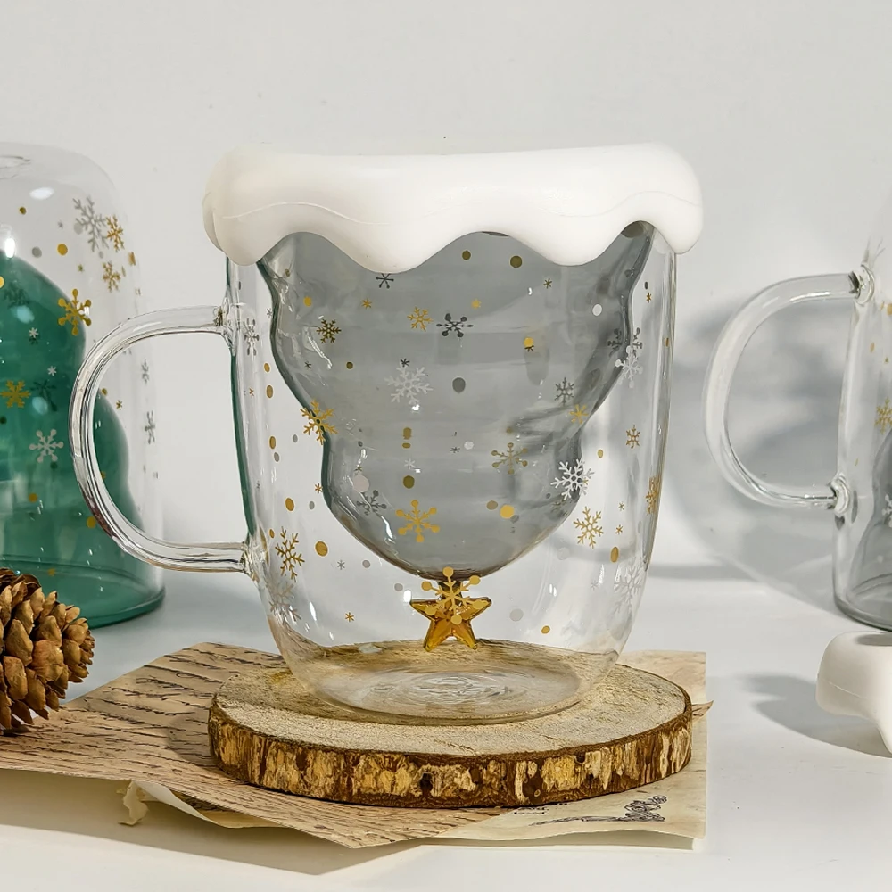 2024 Transparent Double Wall Thermal Glass Cup without Handle Cute Design Style Beer Shape for Coffee and Drinks