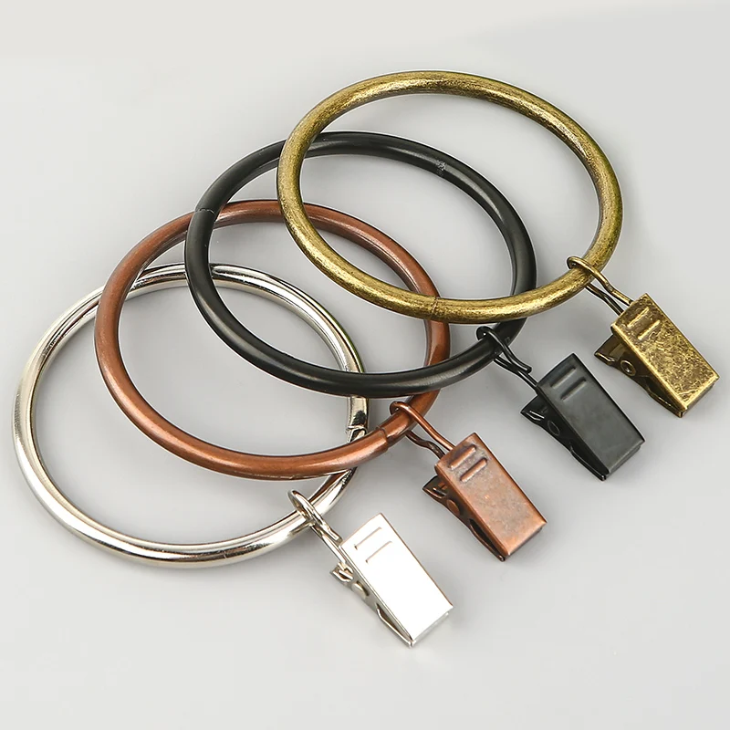 Silver Metal Open Curtain Loop With Clip Hanging Loop Serrated Hook Clip Curtain Buckle