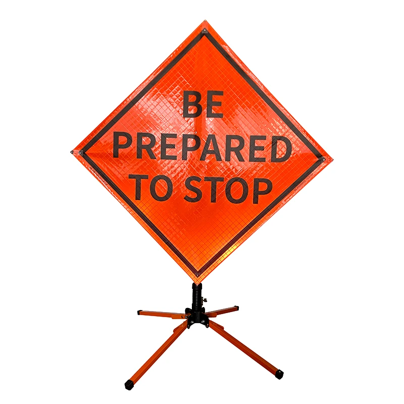 Reflective Be Prepared To Stop Custom Printing Reflective Road Work Roll Up Traffic Construction Sign