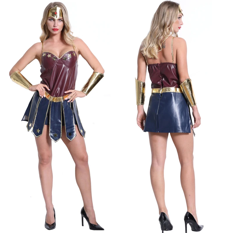 Wholesale League Of Legends Gladiator Uniform Costumes  Halloween Brown Wonder-Woman Cosplay Costume