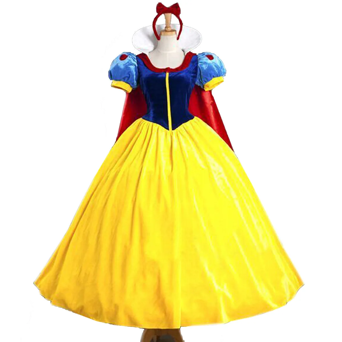 Snow White Costume Custom Made Adult Halloween Costumes Princess Snow White Cosplay Costume Headband Cloak Snow White Dress