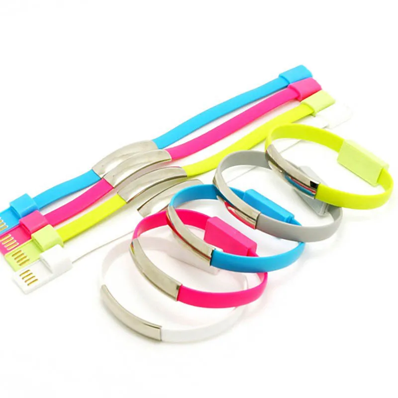 2024 Trendy USB Flat Portable Outdoor Bracelet Charger Cable Short USB Fast Charging Data Cable