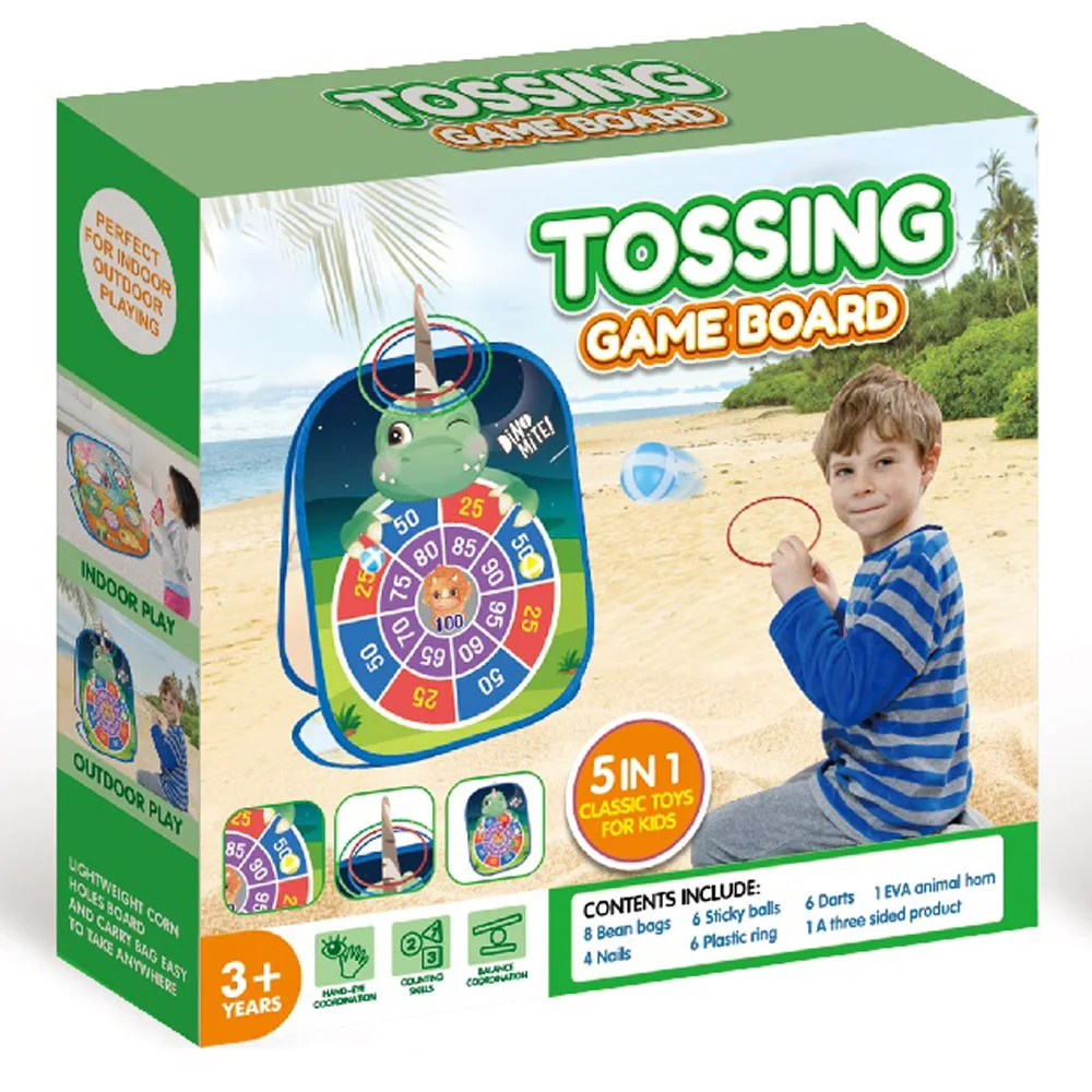 5 In 1 Tossing Game Board Set Cloth Target Score Rings Bean Bags Educational Toys Playing Indoor And Outdoor Sport Games