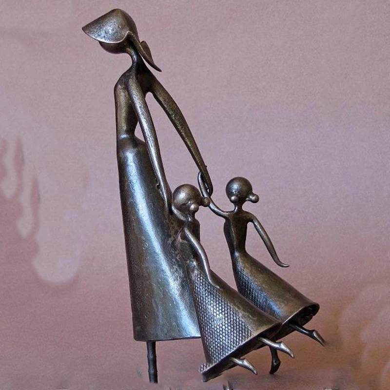 Home Decorative Figure Mother and Child Abstract Statue Mothers Day Gifts Handmade Metal