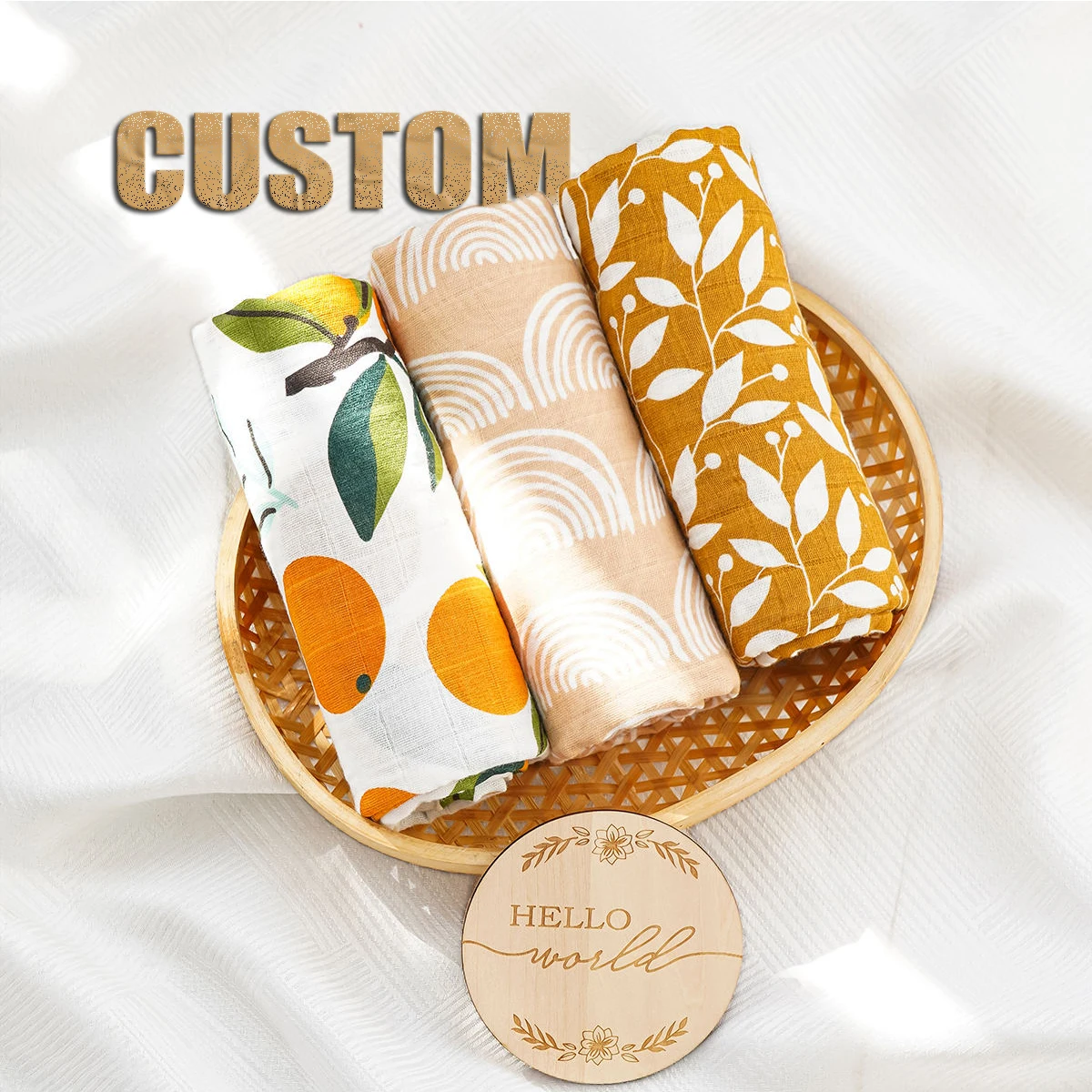 Happyflute Custom Print Design Cotton Newborn Baby Muslin Swaddle Blanket Baby  Wrap Soft Breathable Infant Bath Towel