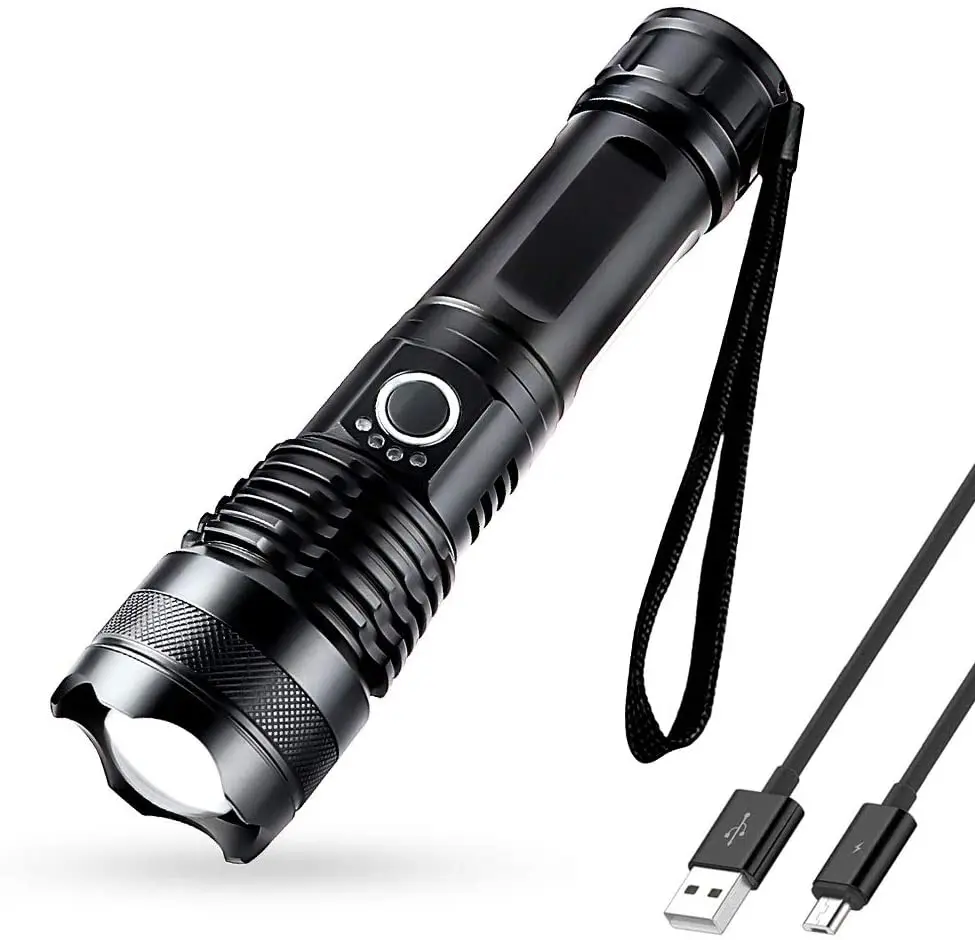 USB Rechargeable Led Flashlight 1000 Lumens XHP 50 Super Bright Tactical Torch Zoomable Waterproof Flashlight for Emergencies
