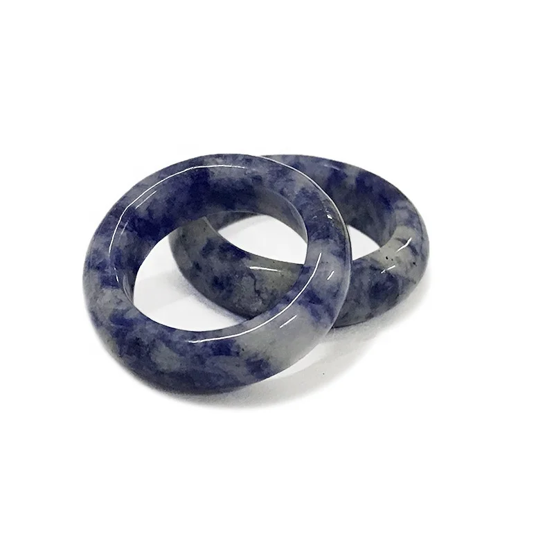 Blue Dot Stone Rings Natural Stone Band Rings