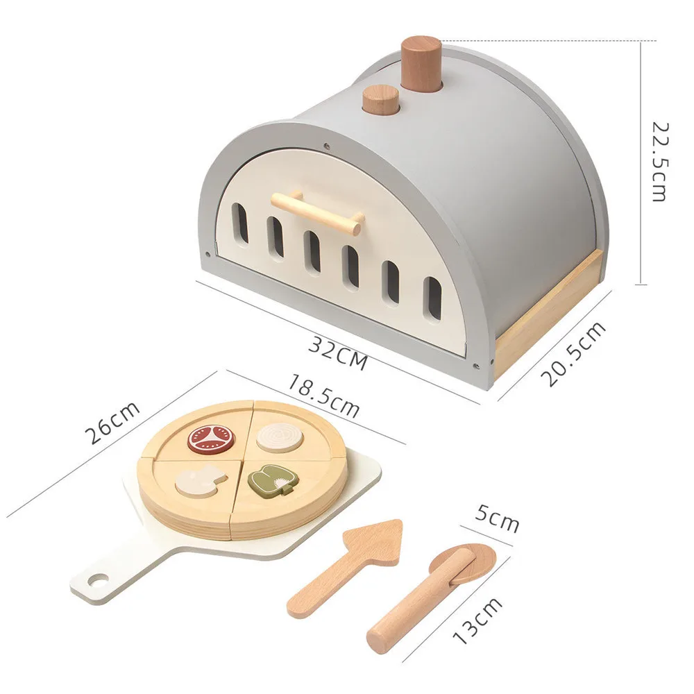 New Simulation Wooden Pizza Oven Kitchen Set Toys Children Early Education Pretend Play Cook Pizza Wooden Toys for Kids