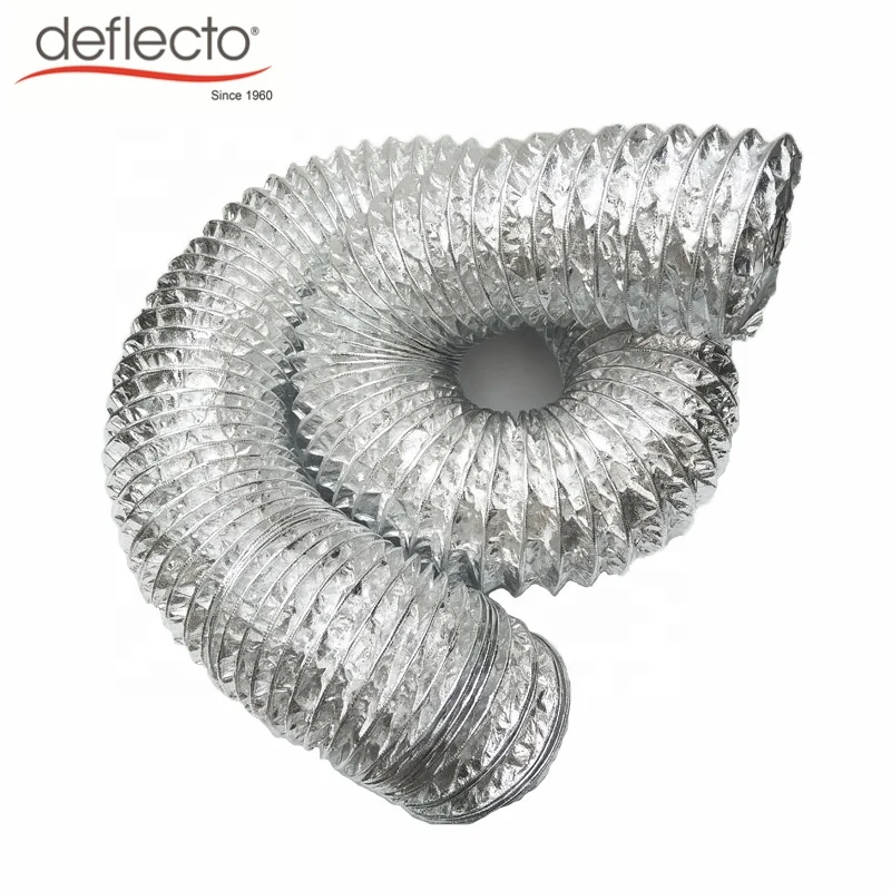 China Factory HVAC Dcut Aluminum Foil Fiberglass Added Flexible Air Duct Heat Insulation Exhaust Duct