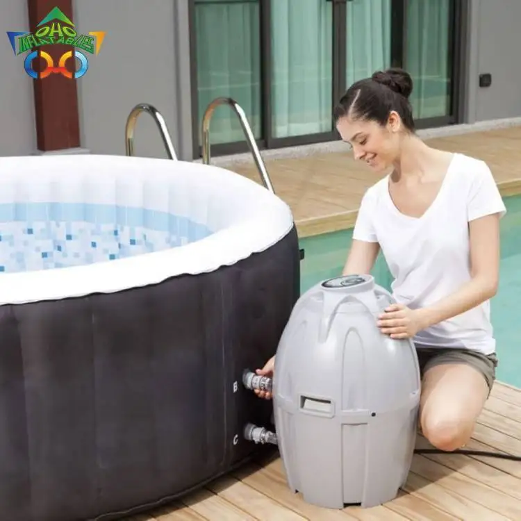 OHO Factory Price 2 4 6 Adults Round Portable Lazy Spa Outdoor Whirlpool Soft Inflatable Hot Tub with Cover Filter