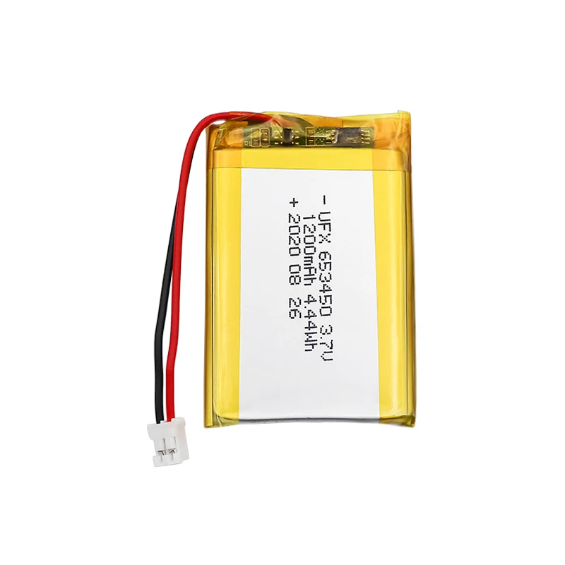 Li-ion Polymer Battery Pack Customized Rechargeable Battery UFX 653450 1200mAh 3.7V Rechargeable Lithium-polymer Battery Pack