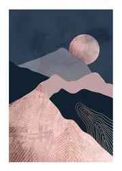 Abstract Sun Moutain Landscape Canvas Painting Wall Art Print Gold Foil Mountain Modern Minimalist Poster Living Room Wall Decor