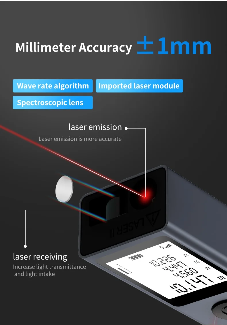 Mini 30m Handheld Laser Rangefinder Measure Tool Distance Meter Digital Laser Rangefinder with LCD Backlight