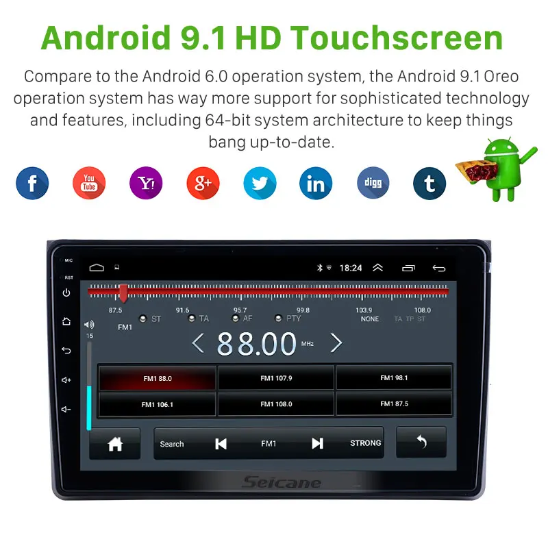 9 inch Android 9.1 for 2002 2003 2004-2008 Audi A4 Radio With HD Touchscreen GPS Navigation support Carplay DAB+ TPMS