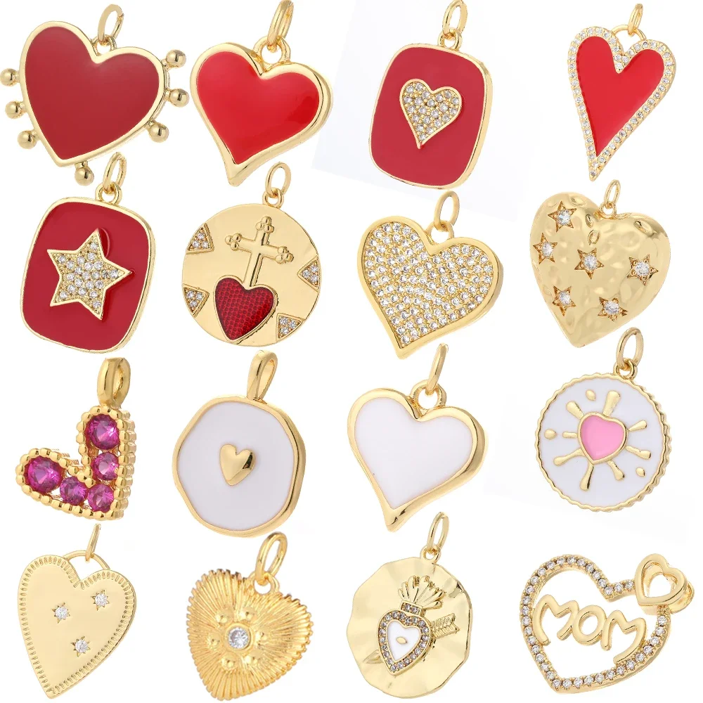 Heart shaped phone gold resin butterfly red heart pendant suitable for bracelet necklace decoration fashion jewelry necklaces