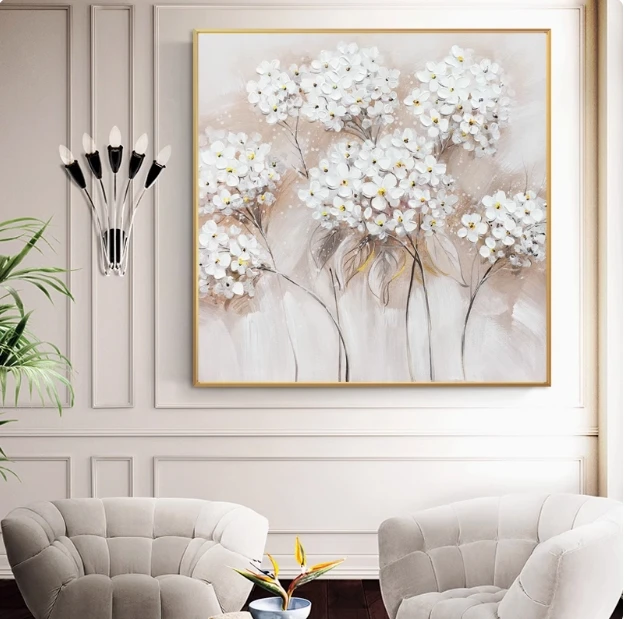 Abstract 3D White Flowers Canvas Wall Art Modern Nordic Plant Posters And Prints Art Picture Painting For Home Decor