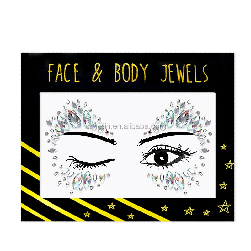 OEM custom rhinestone eye face jewel sticker Temporary 3D crystal gem face sticker