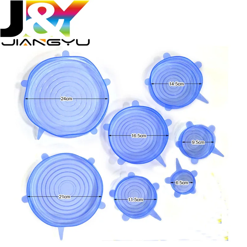 Silicone Stretch Lid Flexible Seal Covers Wrap Reusable and Expandable 7 Pack Various Size With Large XL and Small