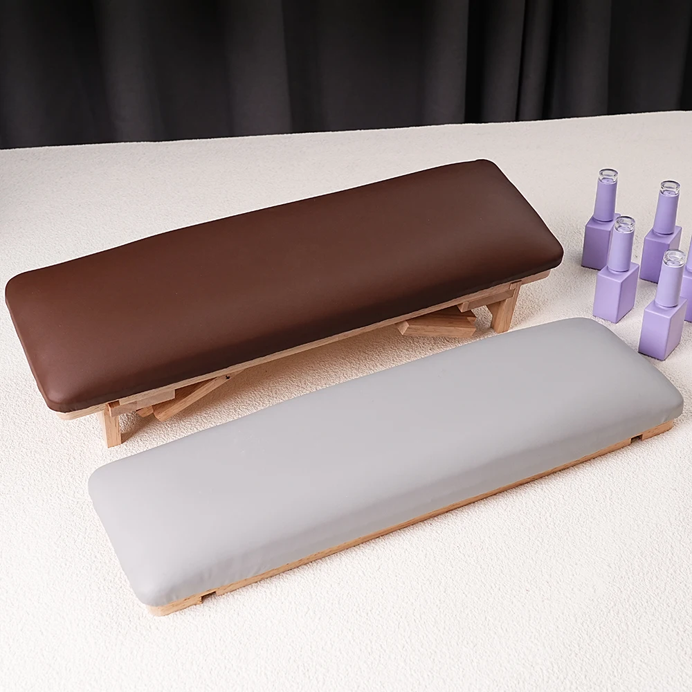 ANGNYA Wholesaler Customized OEM&ODM Newest Wood Leather Sponge Foldable Durability Nail Pillow Arm Cushion Rest