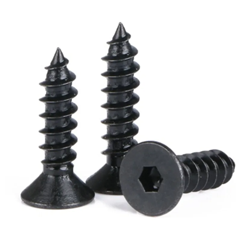 SS304    Countersunk Head Self Tapping Screw Mirco Philip-Pan Head Hex Socket Black Steel Screw