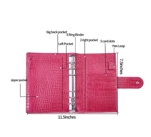 Custom personalized size layout Sketchbook agenda diary 6-ring bound A6 planner cover