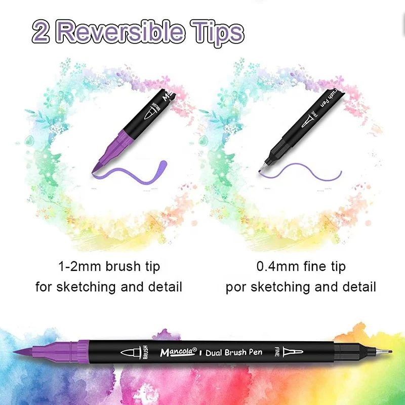 48pcs Double-headed Art Markers Two Tips Colored Pens Dual Brush Pen Set