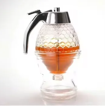 Dainty Eco Friendly Glass No Drip Honey Jam Syrup Dispenser Squeeze Bottle Dispenser Portable Kettle Honey Jar