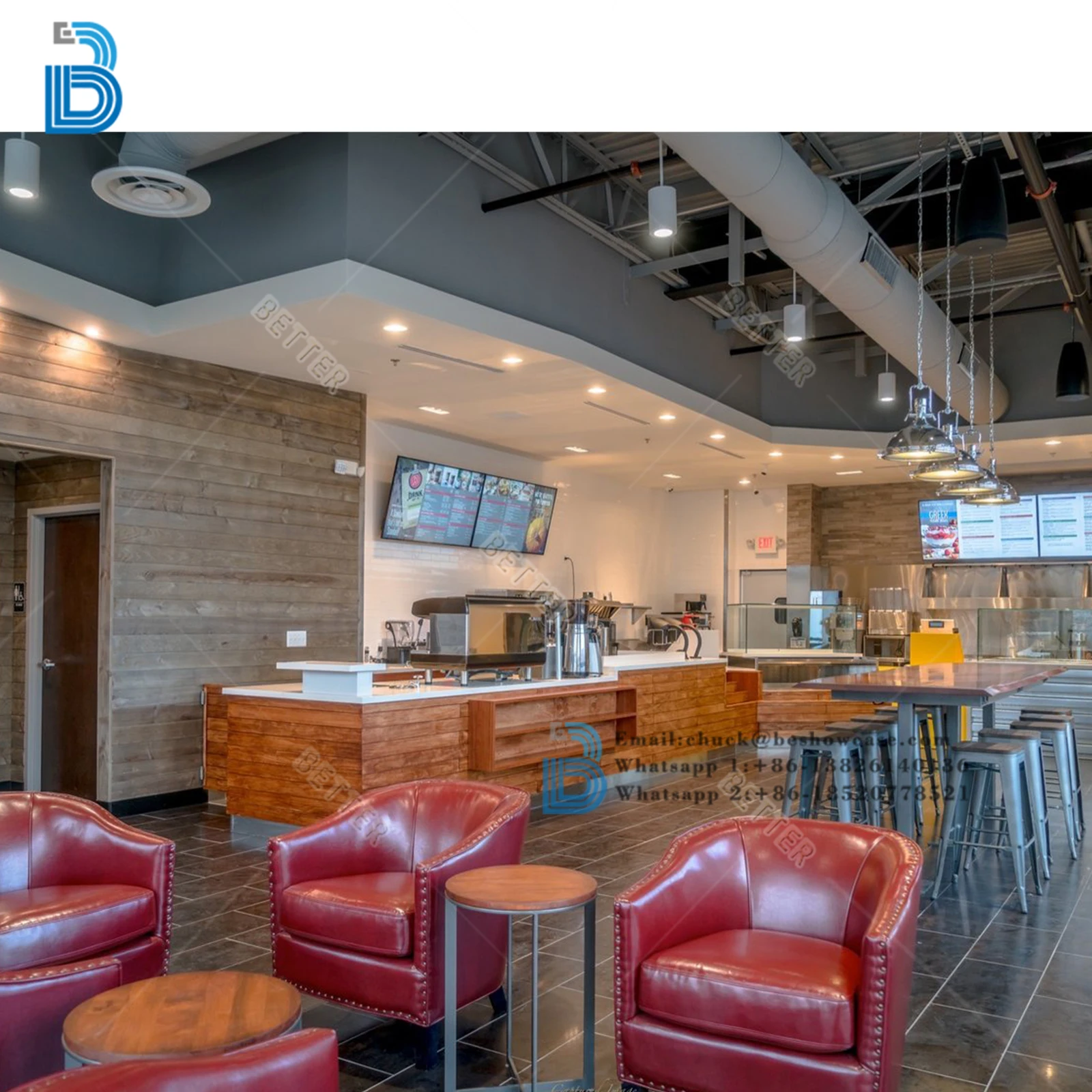 Coffee Counter Interior Design Display Furniture Bar Counter Wooden Cafe Shop Display Cabinets Customized Coffee Counter