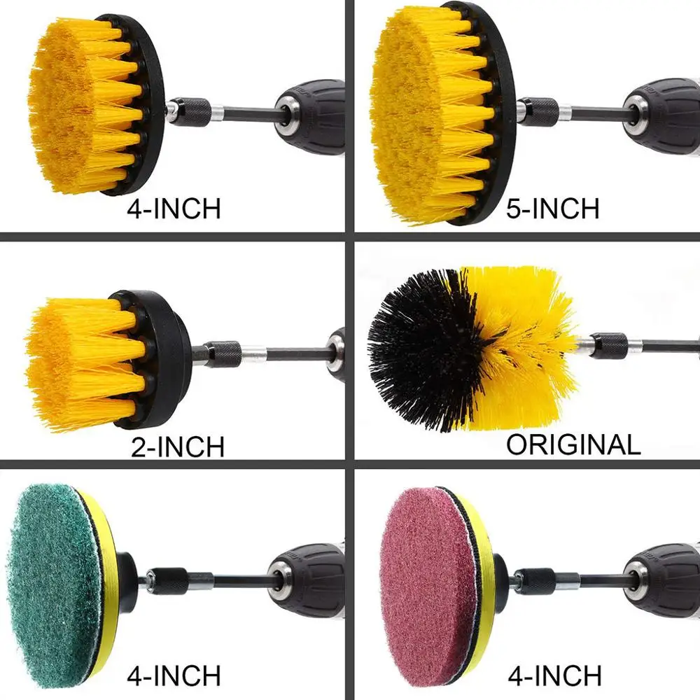 
12 Piece Drill Brush Scrub Pads Power Scrubber Cleaning Kit All Purpose Cleaner Scrubbing Cordless Drill for Cleaning Pool 